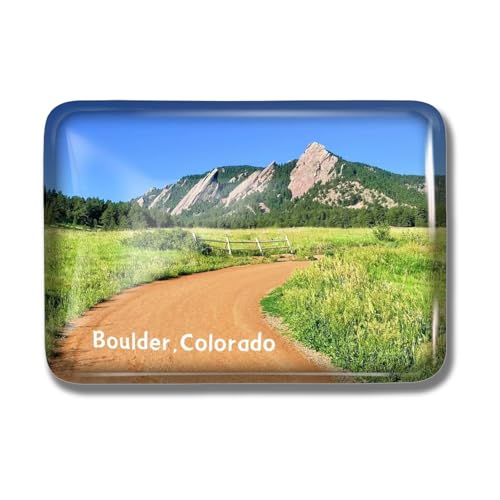 Nogytize Crystal Glass Fridge Magnets for Boulder Mountain Colorado USA Travel Souvenir Collectibles Rectangle Funny for Kitchen Gift Home Decoration Office Whiteboard Landmark