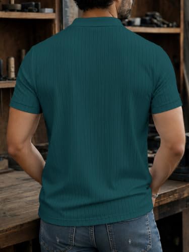 Image of Noble Monk Relax Fit |Textured| Lycra | Polo Neck T-Shirt