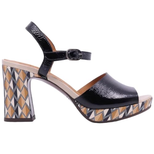 Chie Mihara Kerick sandalia de mujer de piel brillante negra, Negro , 36 EU