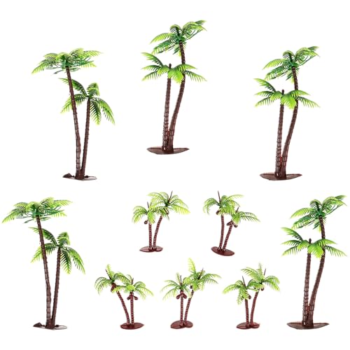 ERINGOGO 10個 ミニチュアヤシ木模型 軽量耐久プラスチック製 微縮景観 砂場装飾用 卓上フェイクグリーン 小園向けリアル形状の微細工モデル