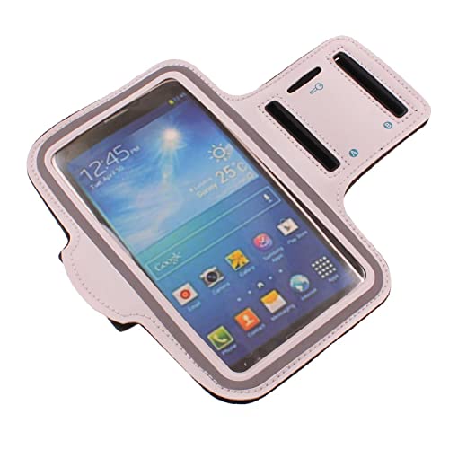 Sports Running Armband Compatible with Samsung Galaxy A25 5G/A15 5G Phones - White Gym Workout Case Cover Band
