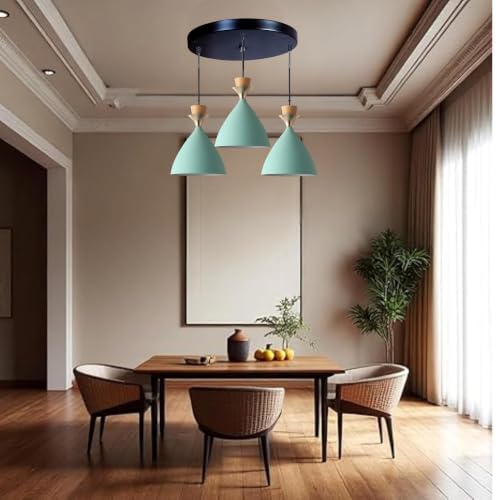Image of Modern Aqua Blue Dome Hanging Pendant Light for Ceiling, Aluminium, Antique Decor, E-27 Holder, (Bulb is not Included) 3 Light Cluster Set