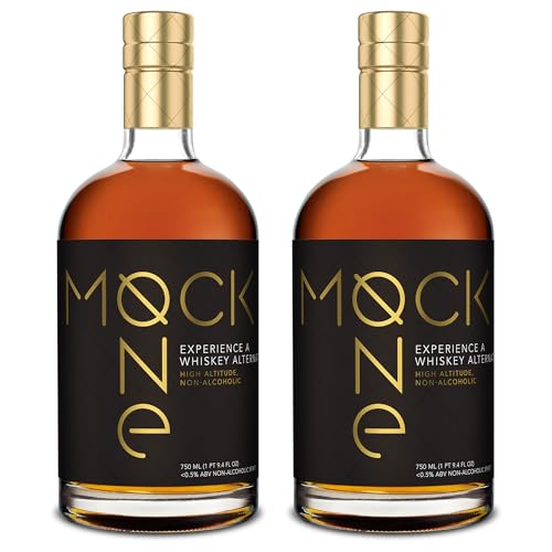 MOCK ONE Non-Alcoholic Whiskey - Non-Alcoholic Spirits for Alcohol-Free Drinks and Zero Proof Mocktails - Distillery Crafted Premium Alcohol Alternative - Made in the USA - 750ml (25.4 Fl Oz) - 2 Pack