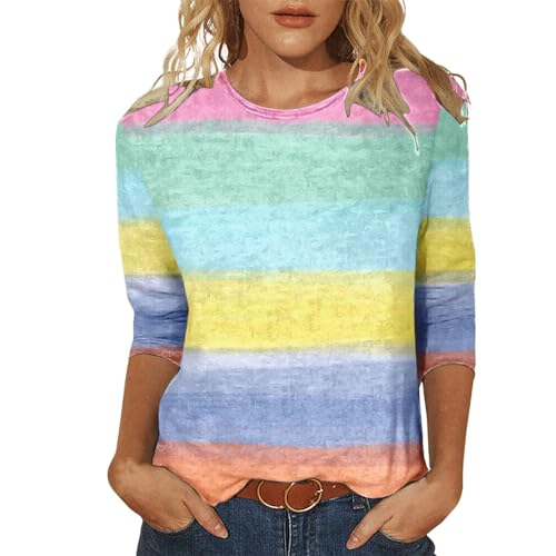 2025 Camiseta Casual Mujer Cuello Redondo Carnaval Estampado Colo...