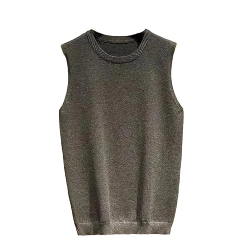 Men Fall Winter Knit Vest Solid Color Waistcoat Sleeveless Sweater Loose Fit Pullover