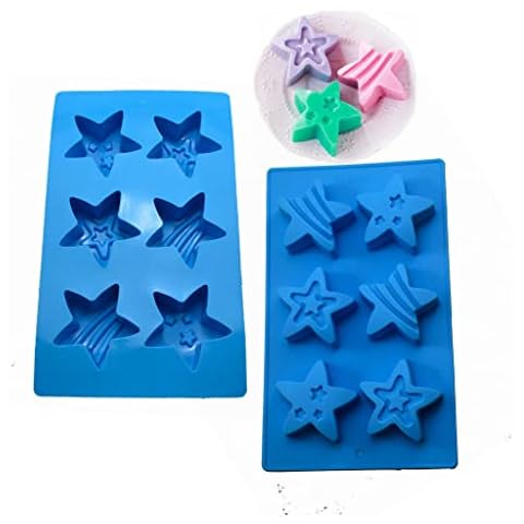 AILINDA 2 Pack Christmas Silicone Molds, Snowflake Soap Molds Stellar Star Bath Bomb Silicone Mould Cake Chocolate Pudding Jelly Muffin Trays for Kitchen Baking Decoration (Star) Cover