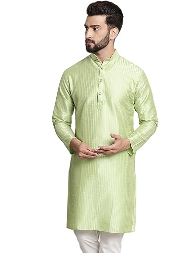Image of SOJANYA Men's Pintuck Silk Blend Embroidered Kurta