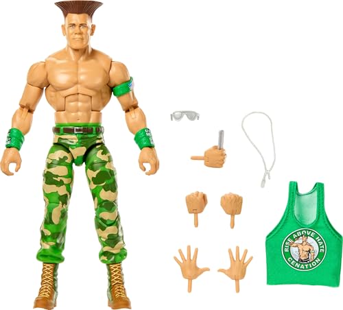 Mattel WWE x Street Fighter Action Figures & Accessories, John Cena as Guile, 6-inch Elite Collectible Mashup Set