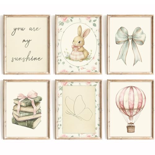 Vintage Nursery Wall Art Baby Girl Room Canvas Wall Decor