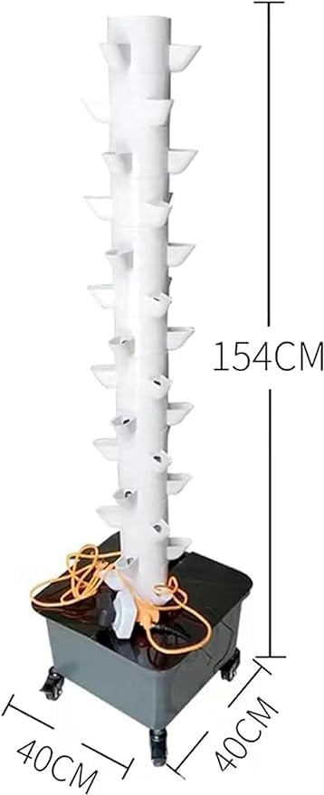 Kit de Cultivo aeropónico sin Suelo de 15 Niveles y 45 Orificios para Cultivo en Interiores con Temporizador y Bomba de Agua para Hierbas y Verduras