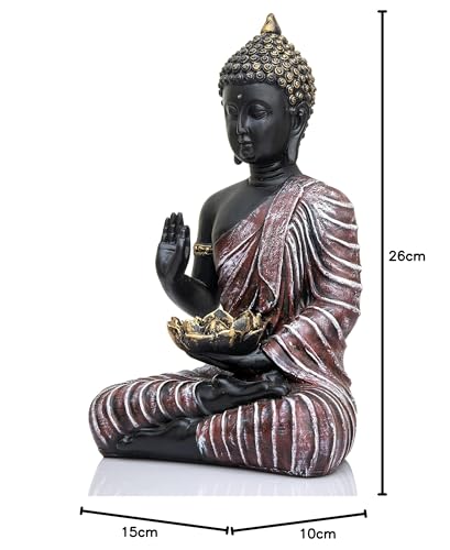 Heeran Art Polystone Home Decor Decoration Buddha Idol Statue Showpiece Gift Gifting Item-RE_BLK-DB2-(21)