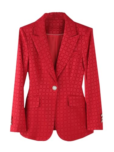 Women Plaid Blazer Casual Jacket Winter Long Sleeve Office Lady Coat