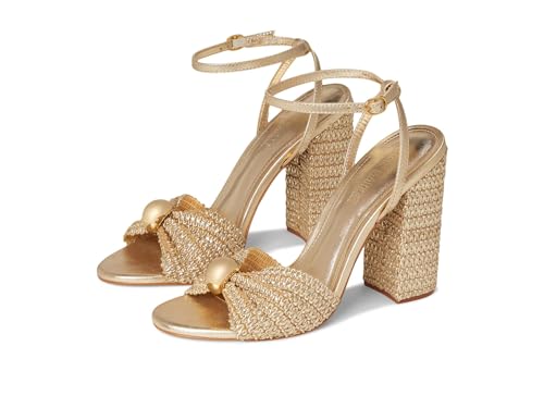 Elisabet Tang 2.36 Inch Open Toe Ankle Strap Chunky Heels Pump Sandals Party Dress Sandals Daily Work Wedding Strappy Buckle Heeled Sandals Shoes Gold Glitter Size 8