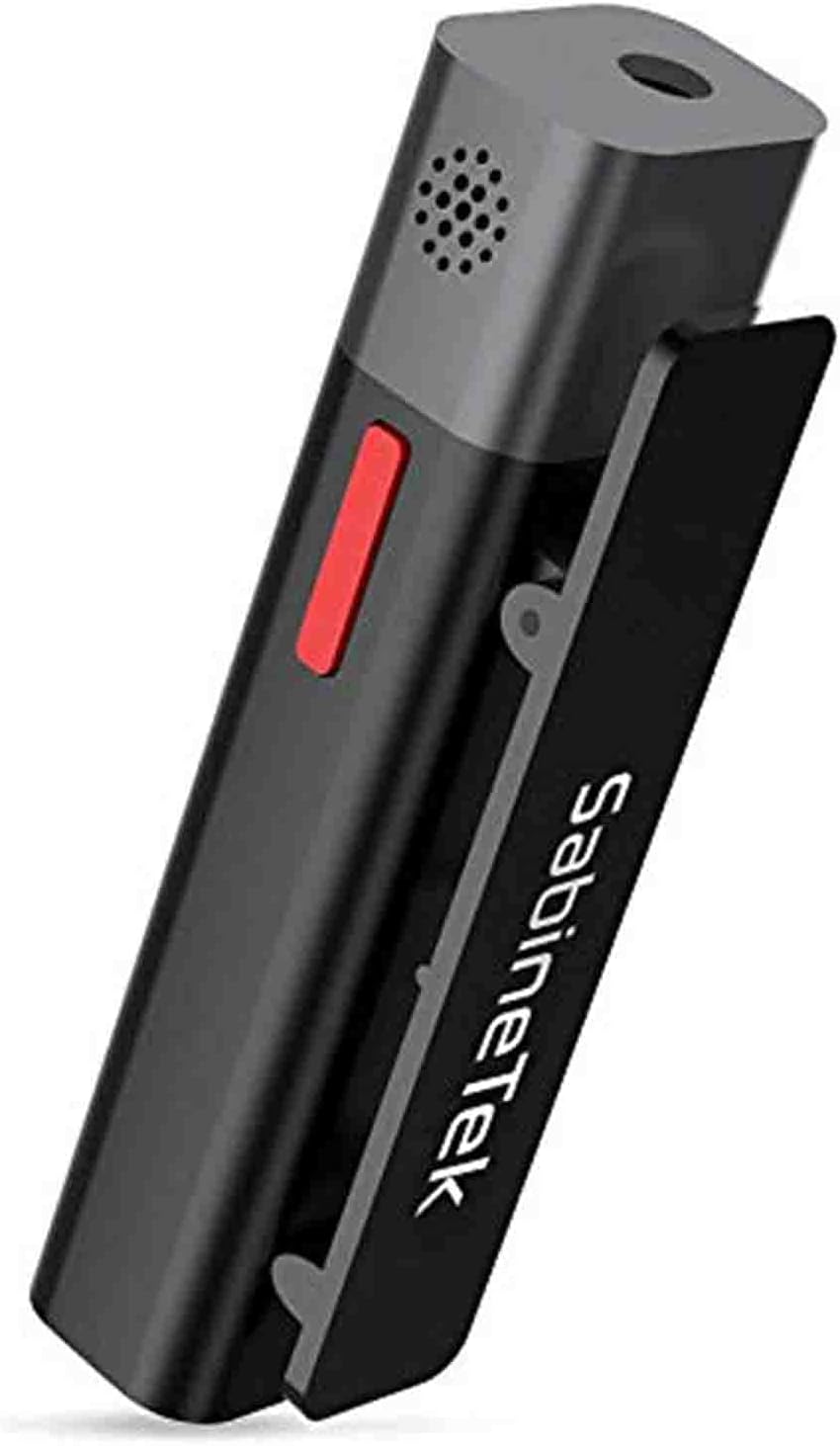 Sabinetek SmartMike+ Wireless Bluetooth Microphone for Content Creators - Rechargeable, Hands-Free Clip-on Lavalier Lape (Black) OPEN BOX