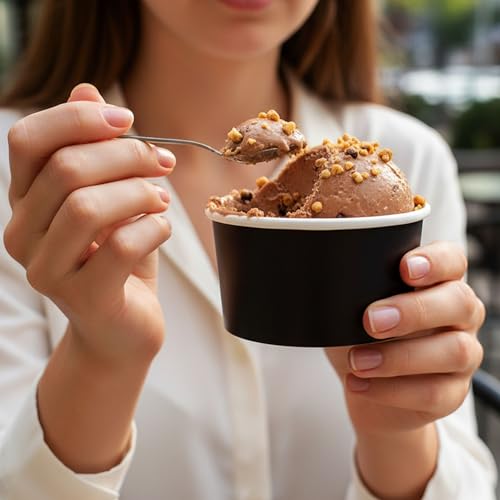 Image of Coppetta 3 Ounce Paper Cups, 200 Durable To Go Cups - Lids Sold Separately, Disposable, Black Paper Dessert Cups, Freezable, For Cafes And Restaurants - Restaurantware