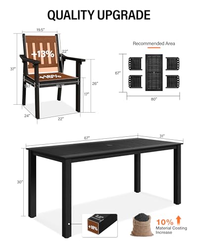 Image of YEFU Patio Dining Chairs Set of 4: All Weather Outdoor Dining Chairs with Wide Curved Seat and Backrest - Outdoor Furniture Plastic for Outside Backyard /Garden /Porch /Deck 350lbs Capacity Black