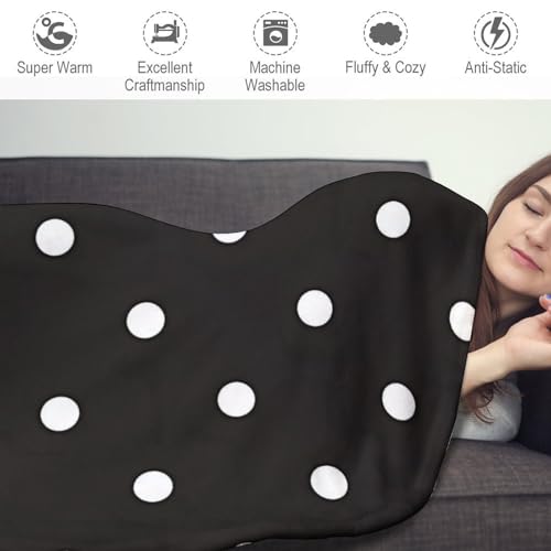 Couverture flanelle ronde à pois noirs et blancs 140 cm pour ne plus jamais avoir froid au bureau