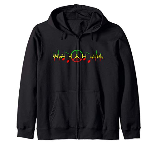 Reggae Music Heartbeat & symbole de paix. Pour le Reggae fan Sweat à Capuche Cover