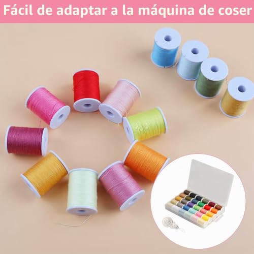 Miniatura 3 de Juego De Hilos De Coser, 30 Colores, Hilos De Coser De Poliéster Prácticos, Juego De Hilos Multiusos Coloridos Para Enhebrar, Ganchillo, Hilos De Bordado 46 M 50 Yardas Cada Rollo , Con 1 Enhebrador