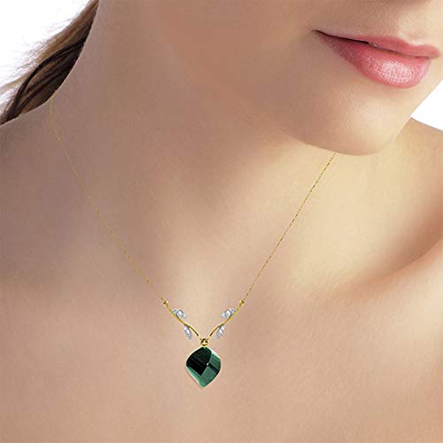 Galaxy Gold GG 14K Solid Gold Necklace with Natural Diamonds and Twisted Briolette Emerald2