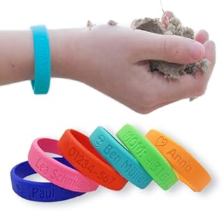 gutmarkiert ® | SOS Armband Silikon personalisiert - Notfallarmband graviert mit Name + Telefonnummer. Superbeständig und wasserdicht