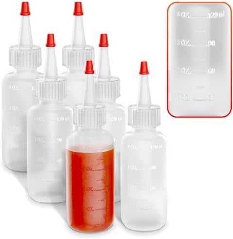 6 Pcs Small Squeeze Bottles for Liquids – 4oz Clear Small Squeeze Bottle for Sauces, Oils, Salad Dressing, Ketchup, Mustard, Pancake Batter, Dishwasher Safe – Precise Dispensing for Cooking and Crafts