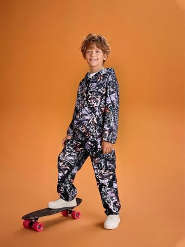 Image of Azmxynol Boys Clothes Kids Little Boy Color Block Half Zip Hoodie & Jogger Pants 2 Piece Outfit Set,4-12 Years
