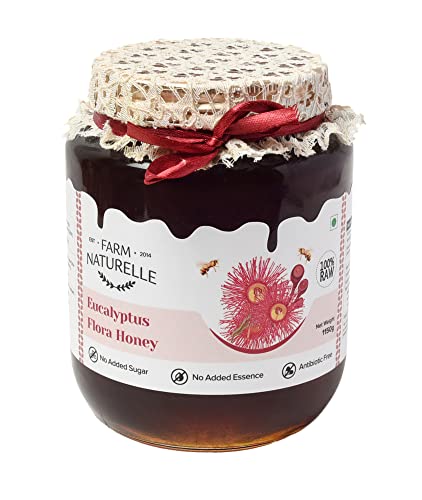 Image of Farm Naturelle Eucalyptus Flower Wild Forest (Jungle) Honey 1000g + 150g Extra|100% Pure Honey| Raw & Unfiltered|Unprocessed|Lab Tested Honey In Glass Jar with Engraved Virgin Wooden Spoon