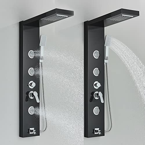 Sistema de Torre de Panel de Ducha de Acero Inoxidable con Lluvia, Cascada y Jets de Masaje Corporal miniatura 3