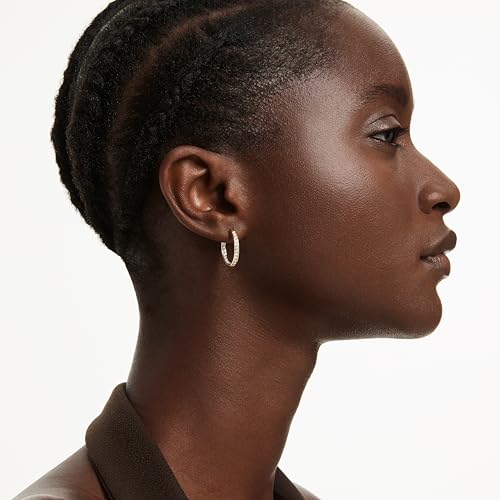 Swarovski Sommerset Small Hoop Earrings, Clear Pavé Crystals in a Gold-Tone Finished Setting, Part of the Swarovski Sommerset Collection - Image 5