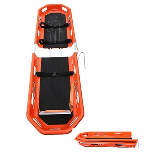 救護用担架 緊急用空中PEバスケットストレッチャー、折りたたみ式緊急用ストレッチャーバスケット、ハンギングバスケットストレッチャースパインボード、アクセサリー付き、350ポンドまで耐えられます