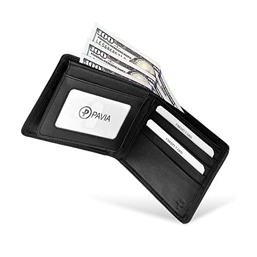 Pavia Leo Mens Soft Leather Bi-fold Wallet RFID (Black/Blue)3