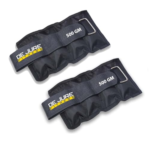 Image of De Jure Fitness Adjustable Ankle & Wrist Weights Pair (0.5KG x 2) for Men & Women | Strength Training, Walking, Running, Workout, Yoga | Comfortable, Durable | Black - 1KG