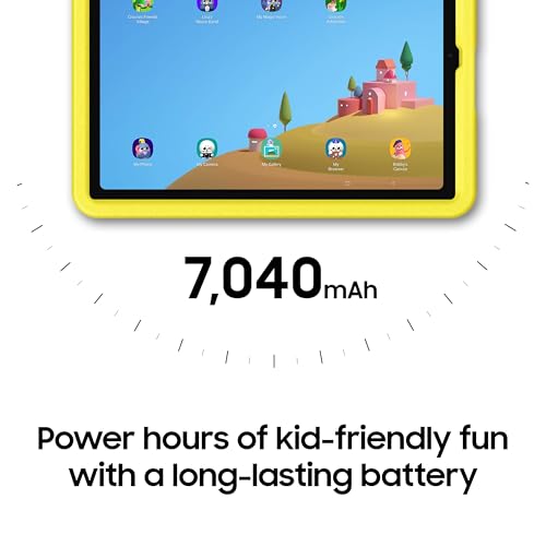 Image of Samsung Galaxy Tab A9+ Plus Kids Edition 11 inch 64GB WiFi Android Tablet, Long Battery Life, Expandable Storage, Thin, Light Design, Durable Puffy Cover, US Version, 2024, Yellow