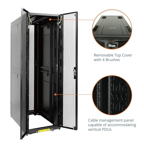 Image of Tecmojo 47U Server Rack Cabinet - PRE-Assembled 24inch Width 48inch Depth IT Network Equipment Cabinet Rack Enclosure with Casters - 3000lbs Weight Capacity,Black