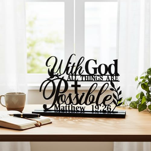 Image of Geetery Inspirational Table Centerpieces Wooden Religious Inspirational Home Decoration Motivational Blessed Table Decor for Home Kitchen Office Faith Christian Gifts Supplies Decor(Possible)
