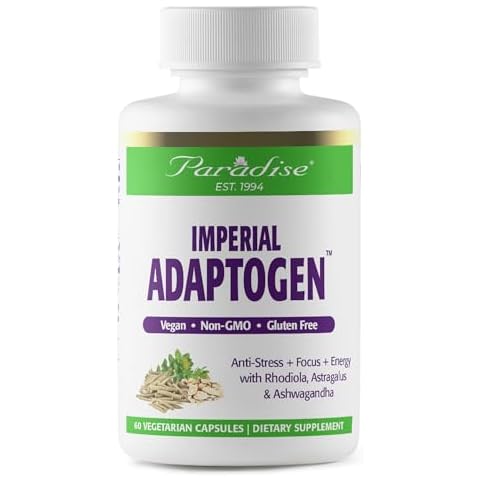 Paradise Herbs, Imperial Adaptogens, with Ashwagandha, Astragalus, Rhodiola, Proprietary Adaptogen Blend for Stress Support, Focus & Energy, 60 Cover