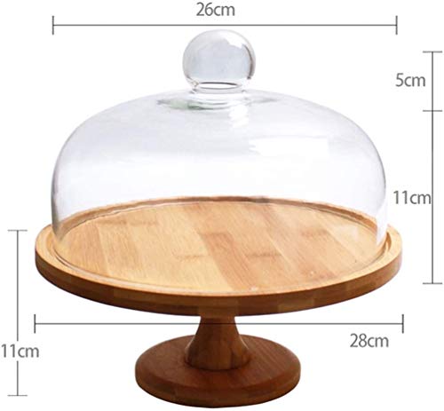 Bread-Tasting-Plate-Tall-Wooden-Pallet-and-Glass-Lid-Sandwich-Pastry-Tray-Buffet-Bread-Display-Dome-Cake-Transport-Multifunctional-Serving-PlatterSize28cm