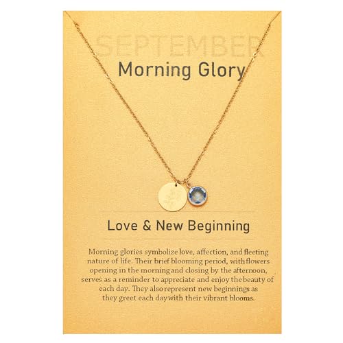 Dainty Birth Month Flower Charms Birthstone Necklace for Women Birthday Gifts,14k Gold Plated Personalized Floral Jewelry Gift for Her