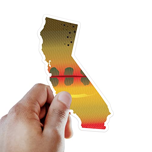 California Golden Trout Fly Fishing Sticker, Sierras Trout Fishing Sticker for Hydroflask, California Bumper Stickers, Fisherman Decals (Lg. Bumper Sticker - 5' Tall)