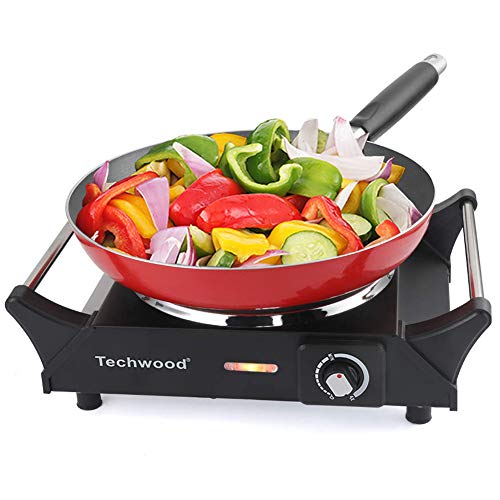Techwood Hot Plate Electric Single Burner Portable Burner, 1500W with Adjustable Temperature, Stay