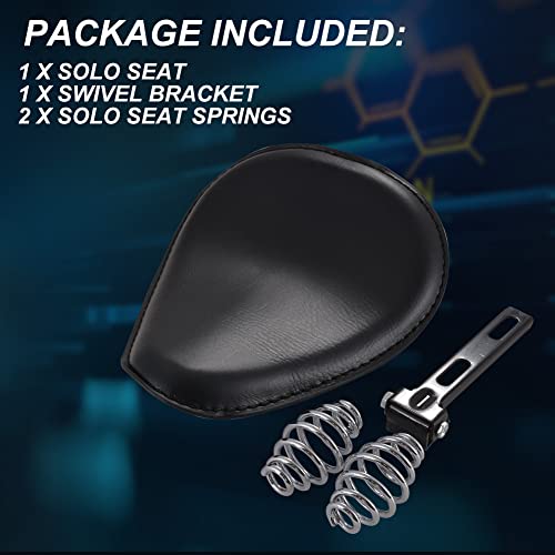 Katur Black Leather Solo Seat 3Inch Spring Mounting Bracket Kit For Harley Harley Honda Yamaha Kawasaki Suzuki Sportster Bobber Chopper #TOP3