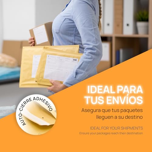 Gepolsterte Briefumschläge, Luftpolsterumschläge aus Kraftpapier mit selbstklebendem Verschluss, Versandtaschen für Kleidung, gepolsterte Umschläge aus Kraftpapier - SIDI (220 x 340 mm, 10 Stück)