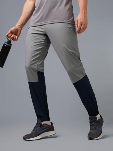 Image of TECHNOSPORT Mens Woven Regular Fit Activewear Joggers for Running, Gym, Sports and Regular Use Stretchable, Colorblock and Antimicrobial
