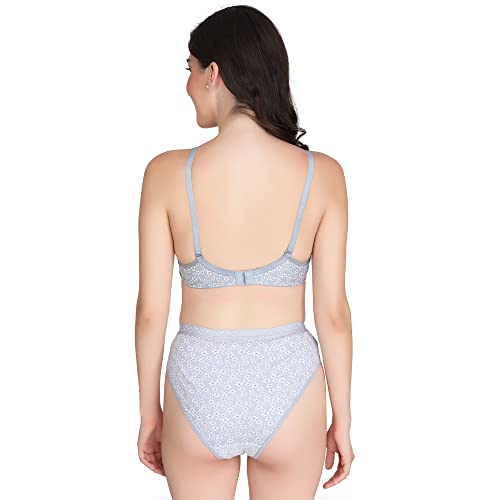Image of Women Padded Printed Bra Panty - Made of Pure Cotton Full Coverage Non Wired Seamless Pushup Soft Cup for T-Shirt Saree Dress Sports Garment for Daily Use Everyday