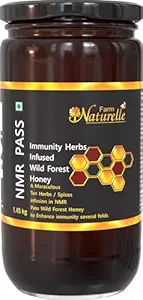 Farm Naturelle - Raw, 100% Natural NMR Tested, Pass, Certified Immunity Herbs Infused In Wild (Forest) Flower Honey(1.45Kg) Glass Bottle.