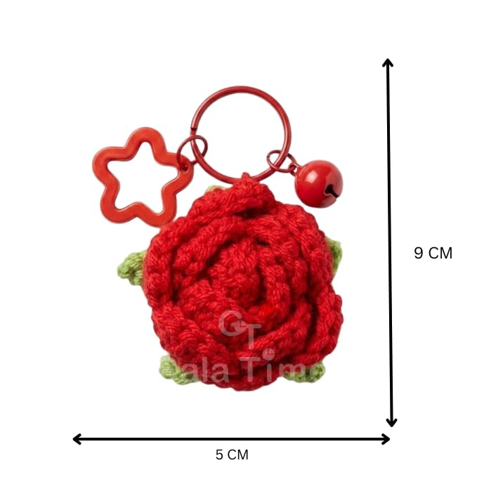 Image of Handmade Crochet Flower Keychain for Bags Keys Purse Backpack Cute Aesthetic Yarn Keyring Bag Charm Handmade Soft Thread Flower Keychain for Girls Women Kids Gifting and Daily Use