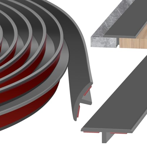 Barre de Seuil en T Transition Sol Autocollant 300cm x 2cm Baguettes de Finition en T Pour Seuil Ou Jonction Parquet Carrelage C'est Idéal(Gris, 300cm*2cm)