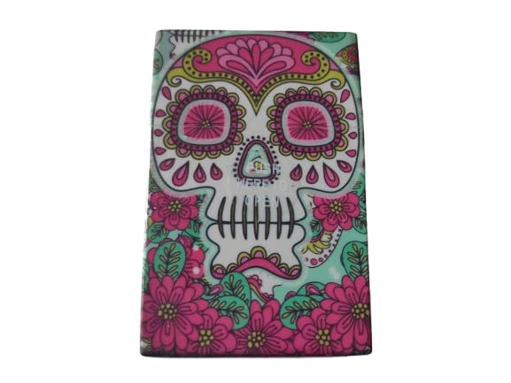 Étui à cigarettes/boîte à cigarettes portable Skull tête de mort colorés (vert clair & rose)