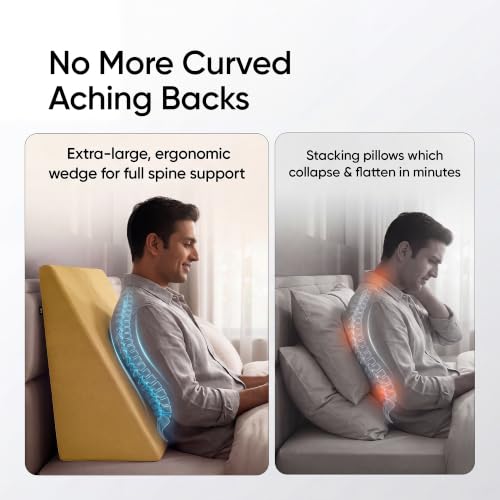 Image of Frido Wedge Plus Cushion for Sleeping & Acid Reflux Relief | Memory Foam Pillow | High Resillience Foam | Orthopedic Wedge Cushion for Leg Elevator | Pregnancy | GERD | Mustard Yellow- Pack of 1